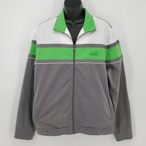 Puma Zip Up Warm Up Jacket Gray/Green/Whit…